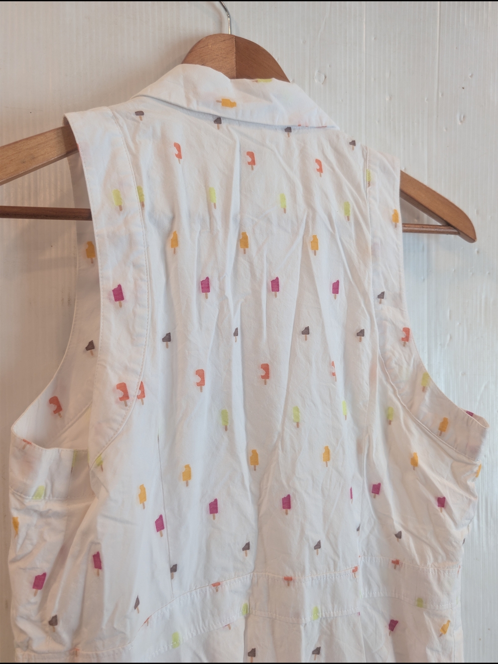 HD In PARIS Women's White Popsicle Printed Sleeveless Tie-Waist Shirt Dress - Picture 11 of 11